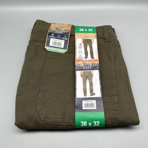 Original Weatherproof Men's Vintage Trevorland Flex Utility Pant Green 38 x 32 - Picture 1 of 6